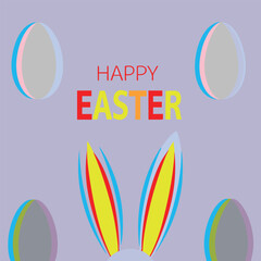 Festive happy easter bunny ears and egg decorations