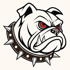 Fierce bulldog head mascot with spiked collar vector illustration