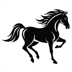 Obraz premium Majestic Horse Silhouette Vector Illustration – Equestrian Icon, Wild Horse, Farm Animal, Nature and Wildlife Design for Outdoor, Ranch, and Animal-Themed Projects