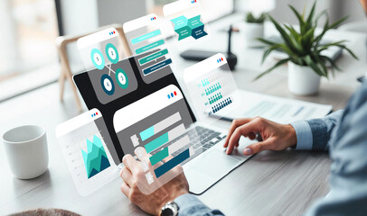 Business Team Analyzing Data on a Digital Interface