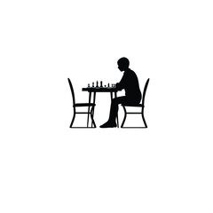 person playing chess silhouette on white background