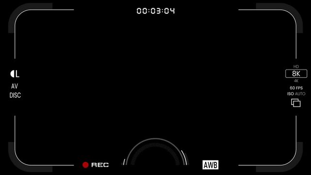 Modern display Dslr camera frame viewfinder with alpha channel. 4k resolution