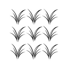 Grass Silhouette Icon Set – Black Minimal Lawn Plant Vector Clipart