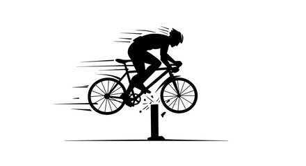 Fototapeta premium Dynamic Silhouette of a Cyclist Jumping Over an Obstacle with Speed Lines – Representing Challenge and Agility in Sports. 