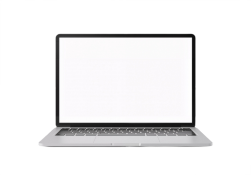 Laptop with a blank screen positioned on a transparent background. - Powered by Adobe