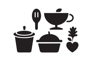 Kitchen Utensils Silhouette Clipart for Cooking and Food Craft Design