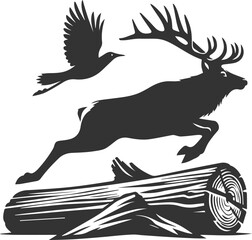 Silhouette illustration of a elk animal vector drawing