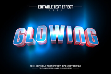 Glowing 3D editable text effect template