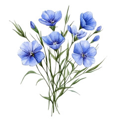 watercolor of A Flax Bouquet, vector, isolated on a white background.