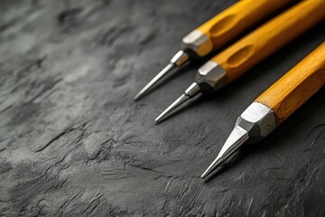 Flawless Visual of Closeup Shot of Working Tools on Gray Background