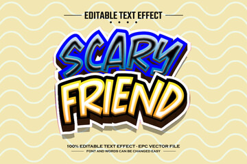 Naklejka premium Scary friend 3D editable text effect template