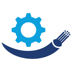 Fiber Optic Flat Blue Icon