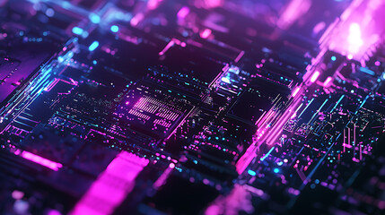 A computer chip with a purple background