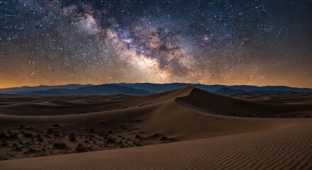 Night Sky Over Desert Sand Dunes A Stunning Landscape
