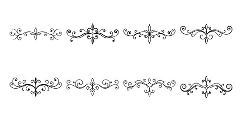Obraz premium vector decorative divider elements set, ornamental line art bundle on white background