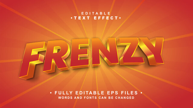 3d editable frenzy text effect.typhography logo