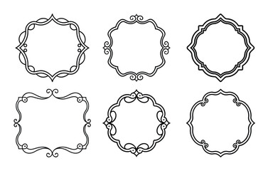 vector vintage border elements set, decorative classic frame collection on white background
