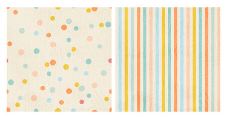 Polka Dot and Stripe Patterns Vector Double Set