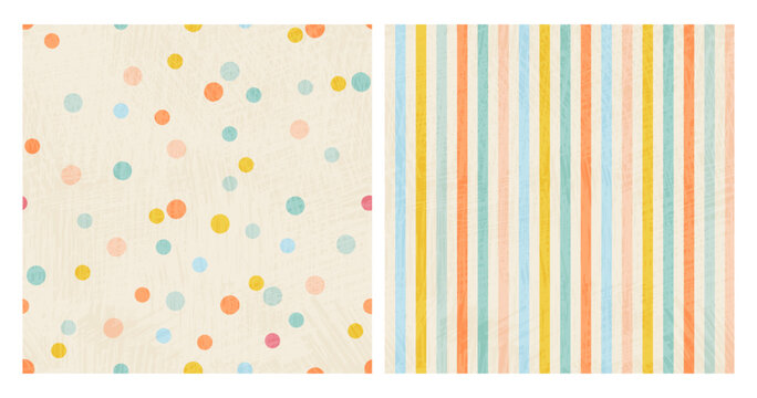 Polka Dot and Stripe Patterns Vector Double Set