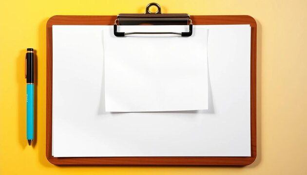 A clean, empty clipboard with a blank sheet of paper attached,  blank,  information