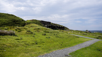 Gravel path leading towards the historical calcining kilns at Rosedale Chimney Bank, a captivating...