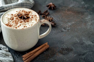 High Detail Picture of Milk Beverage with Cinnamon on Top
