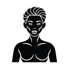 Abstract Woman Portrait with Short Hair Silhouette