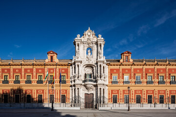 Obraz premium Exquisite façade of the Palace of San Telmo in Seville, Spain