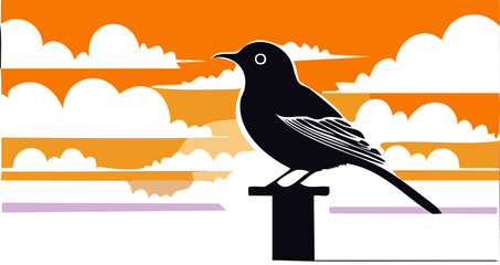 Fototapeta premium Bird Silhouettes and Realistic Bird Illustrations – Eagles, Crows, Parrots & Wildlife in Vector Style | High-Quality Digital Art for Adobe Illustrator