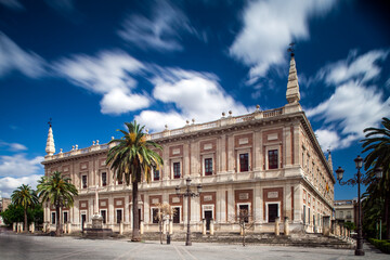 Long exposure view of General Archive of the Indies in Seville, Spain