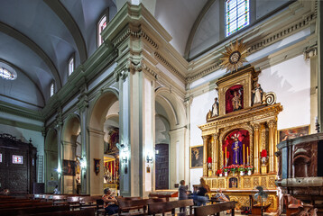 Seville, Spain, Sep 25 2019, Interior of the Church of San Ildefonso showcasing Jesus Cautivo altar