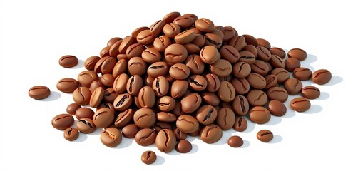 Fototapeta premium Pile of cartoon coffee beans, isolated on white background, vector flat illustration, beans, royalty free