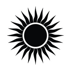 Black sun icon with sharp rays vector illustration