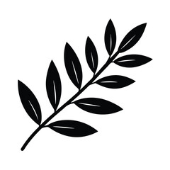 Simple black and white leaf branch illustration