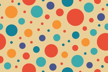Bright colorful polka dots seamless pattern. Scattered confetti fall chaotic vector background.