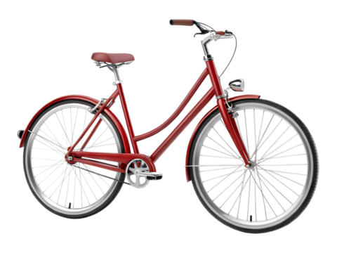 Red bicycle isolated on transparent background - Powered by Adobe