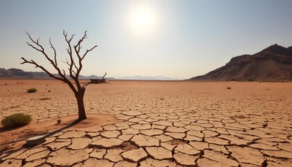 Drought impacting desert landscape dry environment aerial view pollution effects on nature