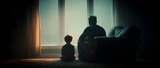 A man and a boy are sitting on a couch