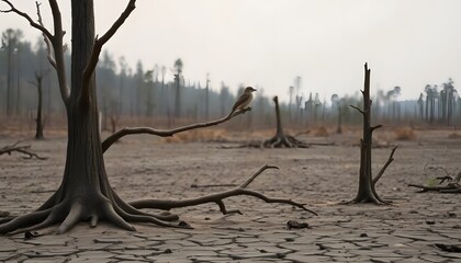 Drought impacting wildlife abandoned forest photography desolate landscape bird's eye view pollution crisis