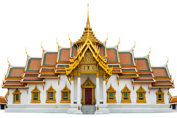 Ornate Thai temple facade isolated on transparent background