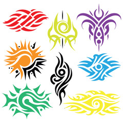 Obraz premium Six Black Tribal Tattoo Silhouettes Set Design Elements