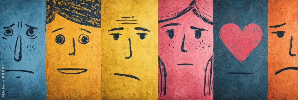 Poster Emotional Boundaries Chart Illustrating Various Feelings and Expressions in a Colorful Artistic Style