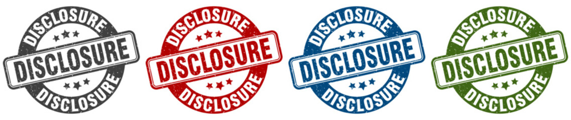 disclosure stamp. disclosure round stamp set isolated on white background
