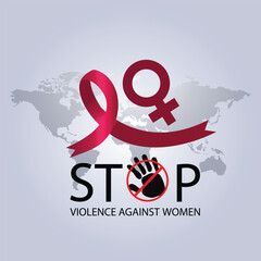 International Day For The Elimination Of Sexual Violence In Conflict. Hand and women. Great for cards, banners, posters, social media and more. Red background.