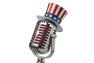 Uncle Sam Hat on Classic Red and Chrome Microphone