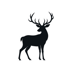 Fototapeta premium Majestic Deer Silhouette Elegant Wildlife Vector Illustration