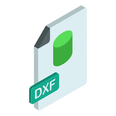 CAD data file format isometric concept, Engineering schematics or Architectural drawing DXF Object vector data vector color icon design, additive manufacturing Symbol on white background
