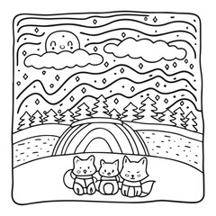 Little Cuddles – Bold and Easy Coloring Pages | Fun & Adorable Designs | Line art vector illustration | Cute and Comfy Coloring Page | Little Cuddles Animal coloring page