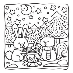 Little Cuddles – Bold and Easy Coloring Pages | Fun & Adorable Designs | Line art vector illustration | Cute and Comfy Coloring Page | Little Cuddles Animal coloring page