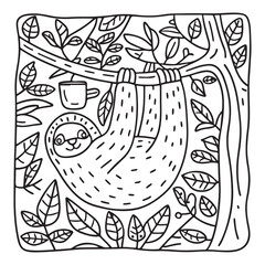 Little Cuddles – Bold and Easy Coloring Pages | Fun & Adorable Designs | Line art vector illustration | Cute and Comfy Coloring Page | Little Cuddles Animal coloring page